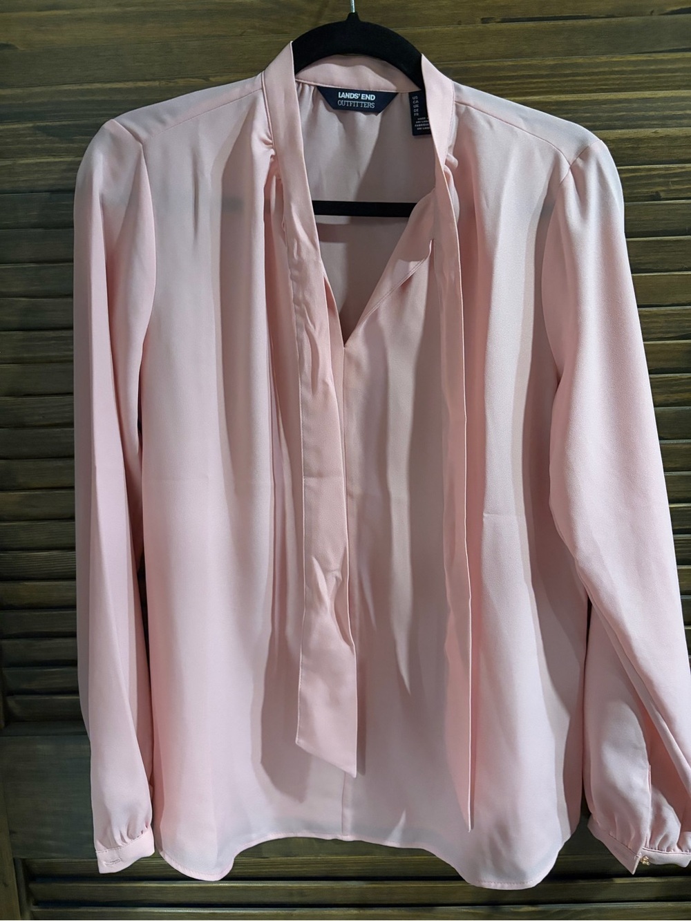 Lands' End Pink Tie-Neck Blouse